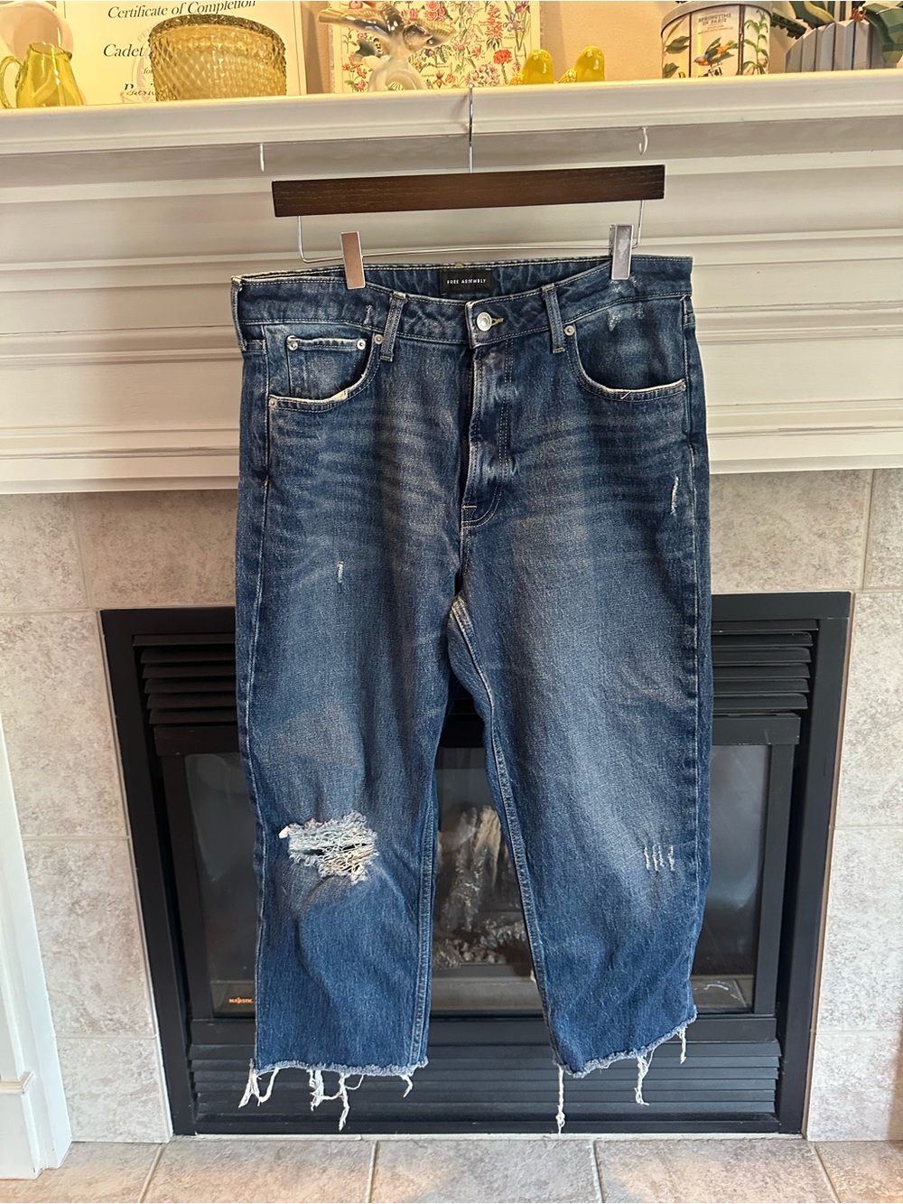 Women’s Distressed Ankle Crop Jeans - Blue